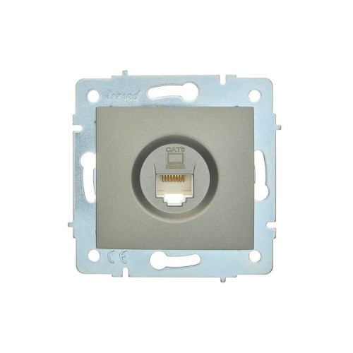 Розетка компьютерная 1-м СП ASTI IP20 RJ45 механизм Cat 6e платина. LEZARD 7081-3588-140