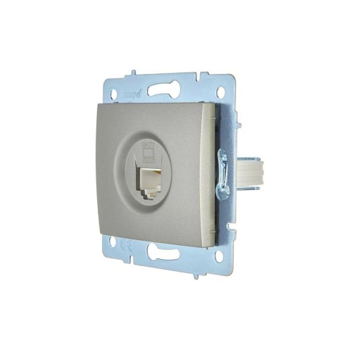 Розетка компьютерная 1-м СП ASTI IP20 RJ45 механизм Cat 6e платина. LEZARD 7081-3588-140