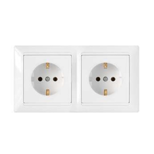 Розетка 2-м СП 16А IP20 с заземл. бел. Bylectrica РС16-355