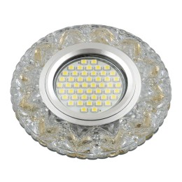 Светильник DLS-L146 GU5.3 GLASSY/GOLD GU5.3 встраив. доп. светодиод. подсветка 3Вт без лампы стекло