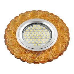Светильник DLS-L147 GU5.3 GLASSY/GOLD GU5.3 встраив. доп. светодиод. подсветка 3Вт без лампы стекло