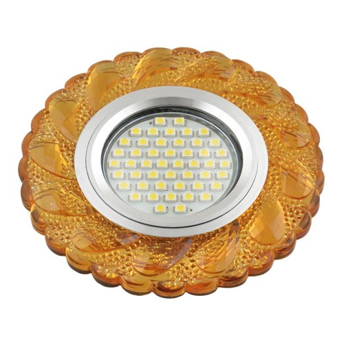 Светильник DLS-L147 GU5.3 GLASSY/GOLD GU5.3 встраив. доп. светодиод. подсветка 3Вт без лампы стекло