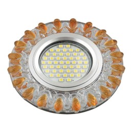 Светильник DLS-L148 GU5.3 GLASSY/GOLD GU5.3 встраив. доп. светодиод. подсветка 3Вт без лампы стекло