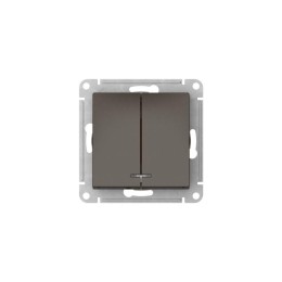 Выключатель 2-кл. AtlasDesign (сх. 5а) 10AX с подсветкой быстрозажим. клем. механизм мокко SE ATN000