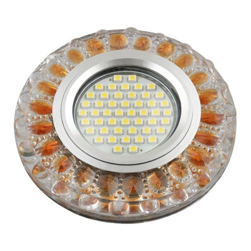 Светильник DLS-L151 GU5.3 GLASSY/GOLD GU5.3 встраив. доп. светодиод. подсветка 3Вт без лампы стекло