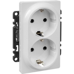 Розетка 2-м СП Valena Life 16А IP20 250В 2х2P+E безвинтов. клеммы с лицев. панелью механизм бел. Leg