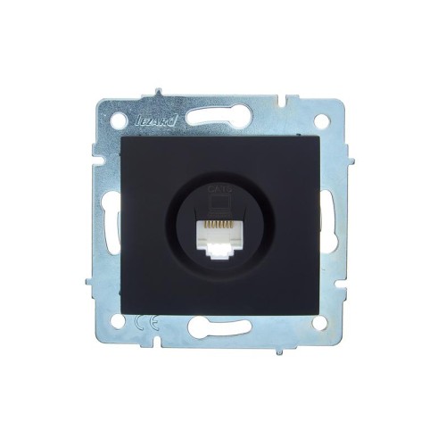 Розетка компьютерная 1-м СП ASTI IP20 RJ45 механизм Cat 6e черн. бархат LEZARD 7081-4288-140