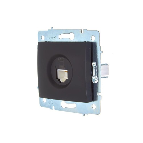 Розетка компьютерная 1-м СП ASTI IP20 RJ45 механизм Cat 6e черн. бархат LEZARD 7081-4288-140