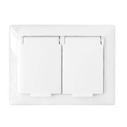 Розетка 2-м СП 16А IP44 с заземл. защ. шторки с крышкой бел. Bylectrica РС16-400