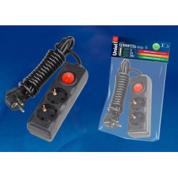 Удлинитель 2х3м с заземл. Standart S-GCD2-3B черн. Uniel UL-00003607