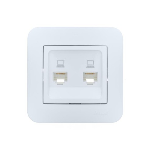 Розетка компьютерная 2-м СП ASTI IP20 RJ45 в сборе бел. LEZARD 7081-0202-141