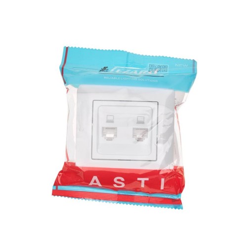 Розетка компьютерная 2-м СП ASTI IP20 RJ45 в сборе бел. LEZARD 7081-0202-141