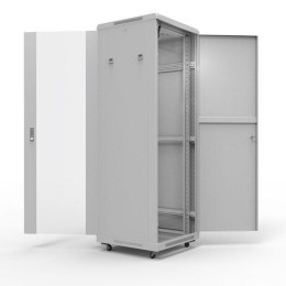 Шкаф напольный 19дюйм Standart 32U 600х800мм передняя дверь стекло задняя дверь металл RAL7035 Rexan