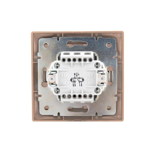 Выключатель 2-кл. СП Mira 10А IP20 с подсветкой со вставкой свет. корич. перламутр. LEZARD 701-3131-