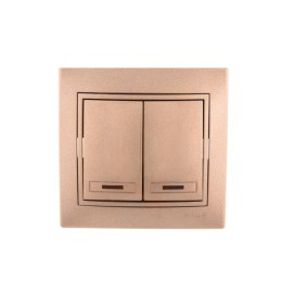 Выключатель 2-кл. СП Mira 10А IP20 с подсветкой со вставкой свет. корич. перламутр. LEZARD 701-3131-