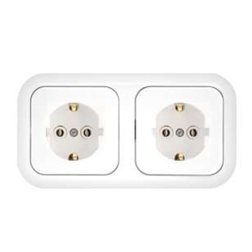 Розетка 2-м СП IP20 с заземл. защ. шторки бел. Bylectrica РС16-349