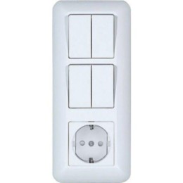 Блок СП БК-2 ВР-007А Прима (1-кл.+2-кл. выкл.+розетка с заземл.) с индик. бел. (опт. упак) SchE BK2V