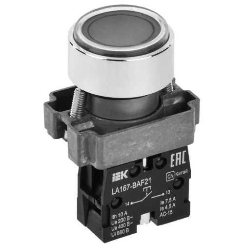Кнопка LA167-BAF21 d22мм 1НО черн. KARAT IEK BBT20-BAF21-1-22-67-K02