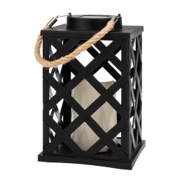 Фонарь декоративный 14х14х24см тепл. бел. корпус плетеный черн. на солнечной батарее Neon-Night 501-