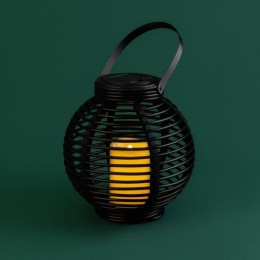 Фонарь декоративный 20х20х22см тепл. бел. корпус плетеный черн. на солнечной батарее Neon-Night 501-