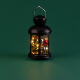 Фонарь декоративный 12х12х20.6см с шариками тепл. бел. корпус черн. Neon-Night 513-061