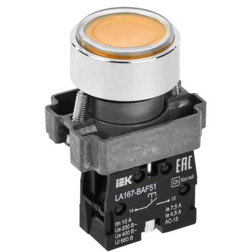 Кнопка LA167-BAF51 d22мм 1НО желт. KARAT IEK BBT20-BAF51-1-22-67-K05