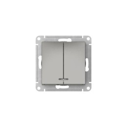 Выключатель 2-кл. AtlasDesign (сх. 5а) 10AX с подсветкой быстрозажим. клем. механизм сталь SE ATN000