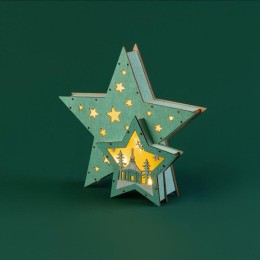 Фигура деревянная "Домик Звездочета" 26х7х25см 0.1Вт IP20 с подсветкой бирюз. Neon-Night 504-019