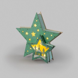 Фигура деревянная "Домик Звездочета" 26х7х25см 0.1Вт IP20 с подсветкой бирюз. Neon-Night 504-019