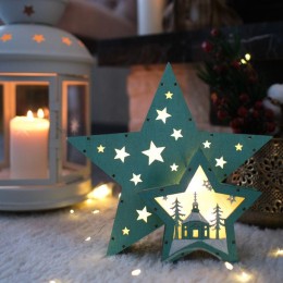 Фигура деревянная "Домик Звездочета" 26х7х25см 0.1Вт IP20 с подсветкой бирюз. Neon-Night 504-019