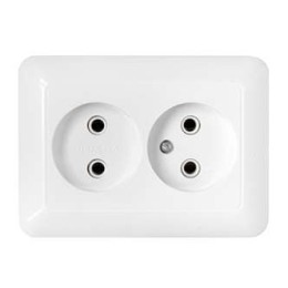 Розетка 2-м СП 16А IP20 без заземл. бел. Bylectrica РС16-301