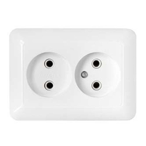 Розетка 2-м СП 16А IP20 без заземл. бел. Bylectrica РС16-301
