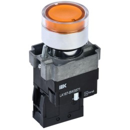Кнопка LA167-BW3571 d22мм RC 1НО с подсветкой желт. KARAT IEK BBT20-BW3571-1-12-67-K05