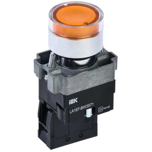 Кнопка LA167-BW3571 d22мм RC 1НО с подсветкой желт. KARAT IEK BBT20-BW3571-1-12-67-K05