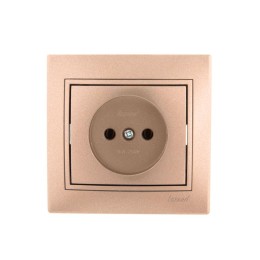 Розетка 1-м СП Mira 16А IP20 без заземл. со вставкой керамика свет. корич. перламутр. LEZARD 701-313