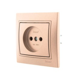 Розетка 1-м СП Mira 16А IP20 без заземл. со вставкой керамика свет. корич. перламутр. LEZARD 701-313