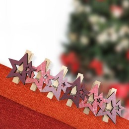 Прищепка деревянная "Звездочки" 16х4.5х1.3см IP20 роз. (уп.6шт) Neon-Night 504-034