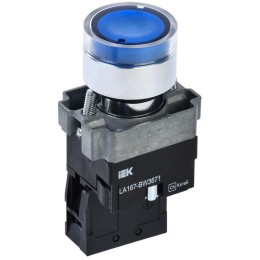 Кнопка LA167-BW3671 d22мм RC 1НО с подсветкой син. KARAT IEK BBT20-BW3671-1-12-67-K07