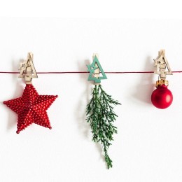 Прищепка деревянная "Новогодняя ель" 14.5х4.5х1.6см IP20 (уп.6шт) Neon-Night 504-031