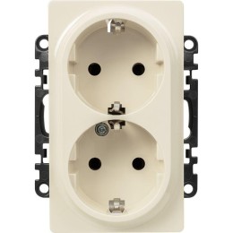 Розетка 2-м СП Valena Life 16А IP20 250В 2х2P+E безвинтов. клеммы с лицев. панелью механизм сл. кост