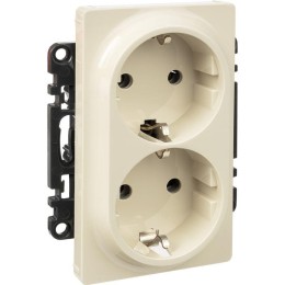 Розетка 2-м СП Valena Life 16А IP20 250В 2х2P+E безвинтов. клеммы с лицев. панелью механизм сл. кост