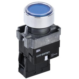 Кнопка LA167-BWF3671 d22мм RC 1НО с подсветкой син. KARAT IEK BBT20-BWF3671-1-12-67-K07