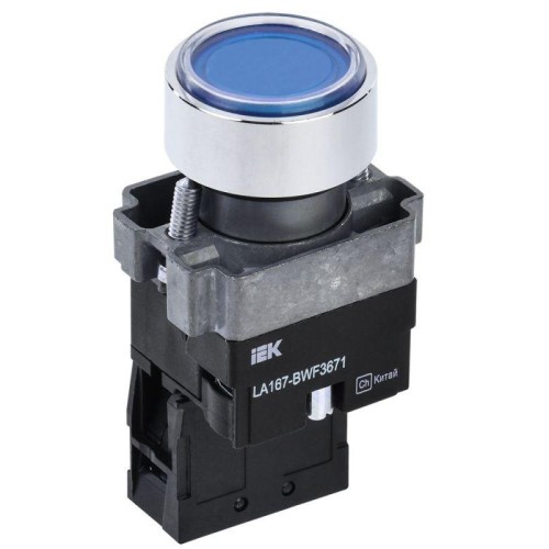 Кнопка LA167-BWF3671 d22мм RC 1НО с подсветкой син. KARAT IEK BBT20-BWF3671-1-12-67-K07
