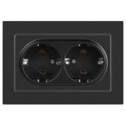 Розетка 2-м СП Accent 6-205-07 16А IP20 250В 2P+E Schuko AL/CU графит Intro Б0063496