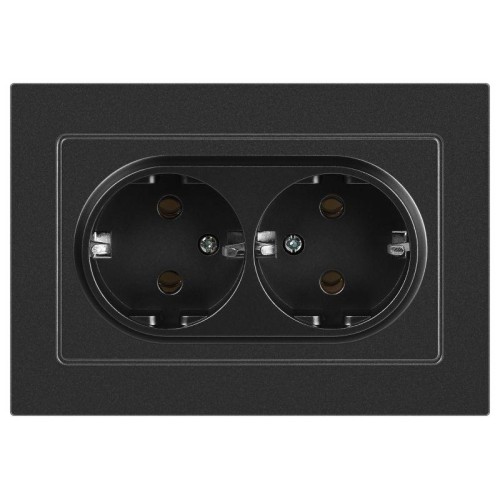 Розетка 2-м СП Accent 6-205-07 16А IP20 250В 2P+E Schuko AL/CU графит Intro Б0063496