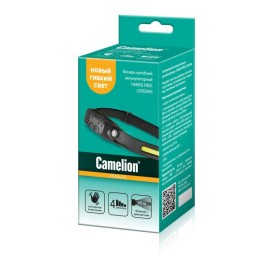 Фонарь аккумуляторный налобный 3.7В лента 2 LED 3Вт 4 режима сенсор Type-C бокс LED53416 черн. Camel