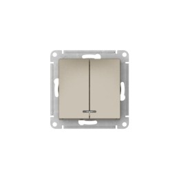 Выключатель 2-кл. AtlasDesign (сх. 5а) 10AX с подсветкой быстрозажим. клем. механизм шампань SE ATN0