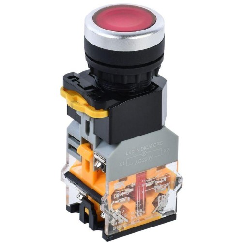 Кнопка D8-11D d22мм 1НО+1НЗ с подсветкой красн. KARAT IEK BBT30-11D-3-12-K04