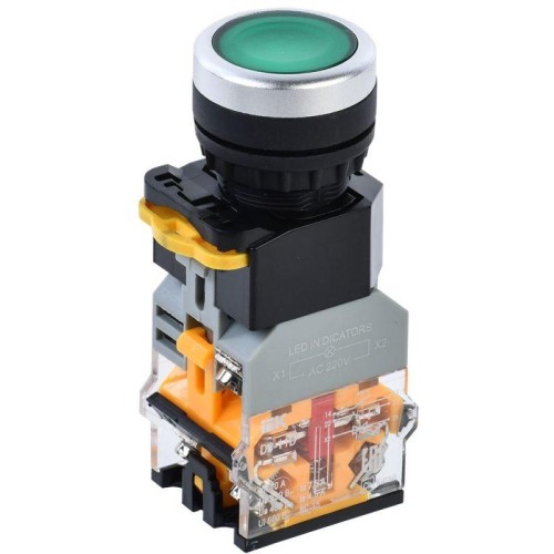 Кнопка D8-11D d22мм 1НО+1НЗ с подсветкой зел. KARAT IEK BBT30-11D-3-12-K06