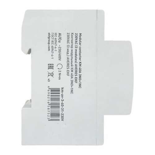 Контактор модульный КМ 40А 3NO+1NC 230В AC (3 мод.) AVERES EKF km-av-3-40-31-230V